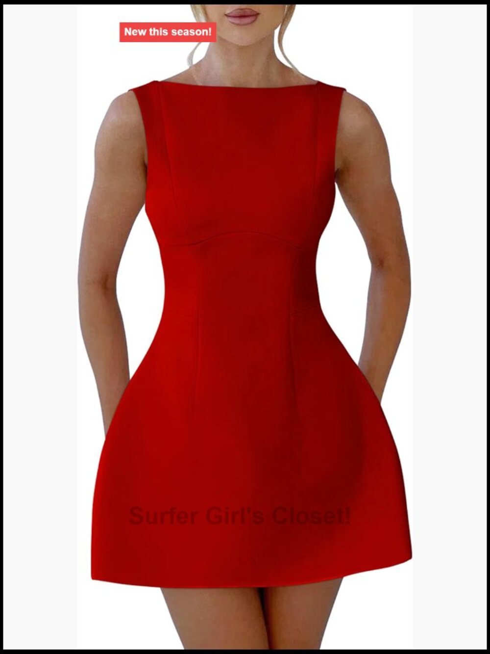 Sleeveless Crew Neck Backless A-line Party Mini Dress